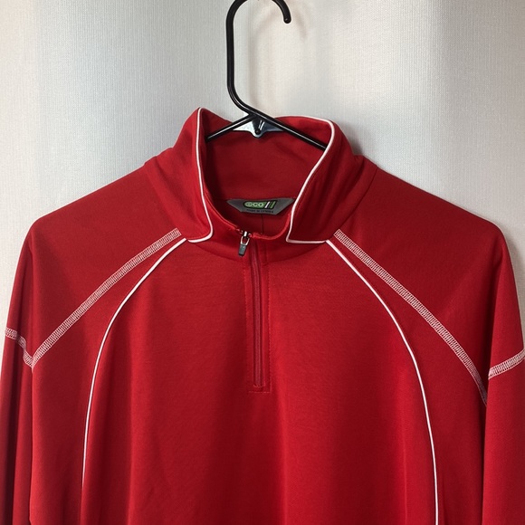 Red Men’s Sport Long Sleeve 1/4 Zip Shirt By ECO - Picture 2 of 4